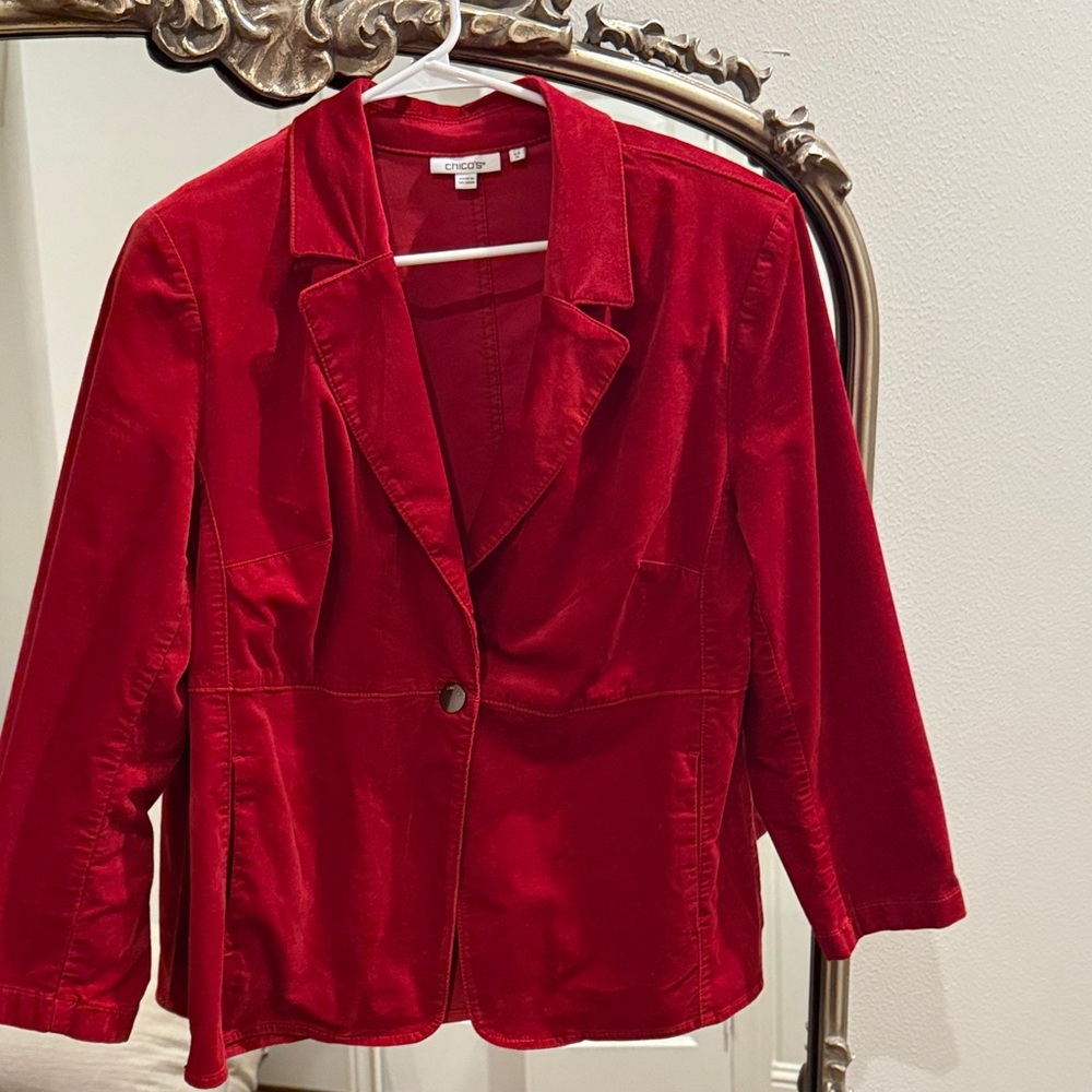 Chico's red velvet looking Blazer size 2.5
